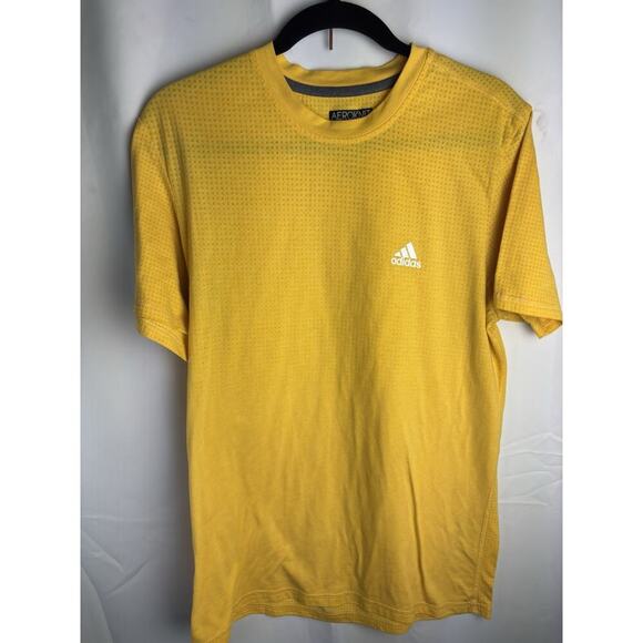 Adidas Climacool Aeroknit Running Men's Size L Yellow S/S Crew-Neck T-Shirt - Picture 1 of 6